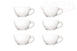 Jogo de Xícaras C/6 peças para Café de Cristal Coração 80ml - Lyor