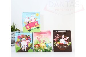 Sacola de presente para páscoa com 12 unidades sacola média 32cm - Dantas