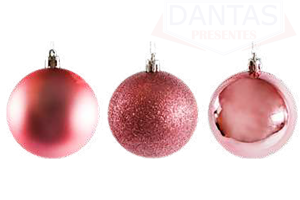 Bola Mista Fosca / Lisa / Glitter Rose 8cm com 6 Peças - Rio Master