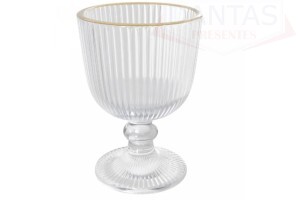 CJ 2 TAÇAS DE VIDRO COM FIO DE OURO LINES 380ML