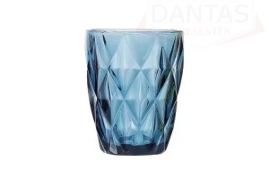 CJ 4 COPOS VIDRO DIAMOND AZUL 270ML
