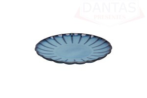 PRATO RASO DE CERAMICA SCALLOP AZUL 27CM
