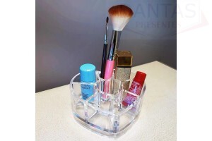 Porta Maquiagem Acrílico Formato Coração 8 divisorias