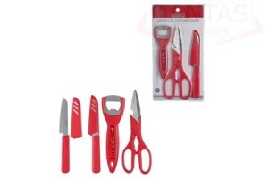 JoGo CULINÁRIO COM TESOURA VERMELHO 3 PEÇAS