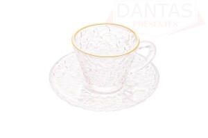 XICARA P/CAFE DE CRISTAL BORDA DOURADA E PIRES PETRA 70ML - Lyor