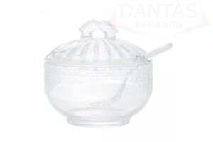 Açucareiro de Cristal Ecologico (Livre de Chumbo) com Colher Imperial 12x11,5cm - Lyor